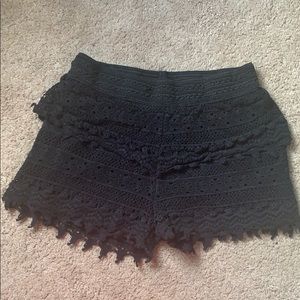 Black fringe women’s shorts